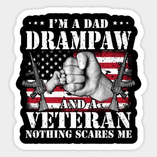 Vintage American Flag I'm A Dad Drampaw And A Veteran Nothing Scares Me Happy Fathers Day Veterans Day Sticker